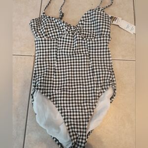 Black & White Gingham One-Piece Womens